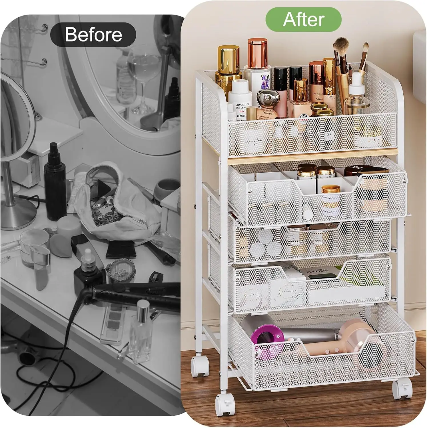 Cross-border cosmetics trolley rack storage box multi-layer cosmetics cabinet toiletries storage removable