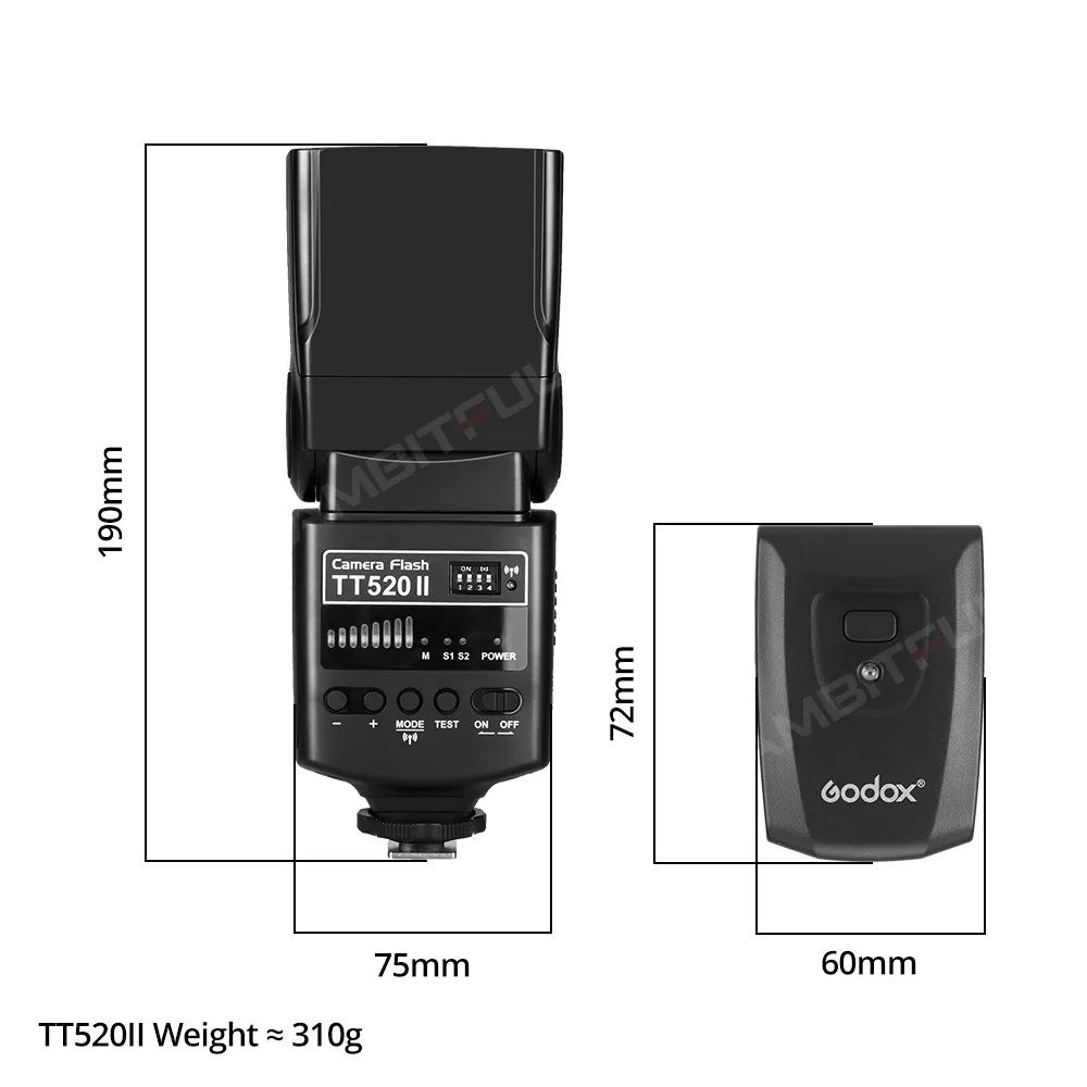 Godox TT520 II Flash TT520II with Build-in 433MHz Wireless Signal + Transmitter Kit for Canon Nikon Pentax Olympus DSLR Cameras view 3