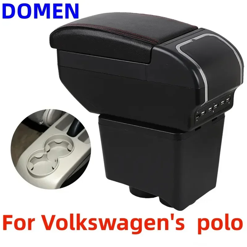 

For Volkswagen's polo armrest box Interior Parts Car Central Content With Retractable Cup Hole Large Space Dual Layer USB