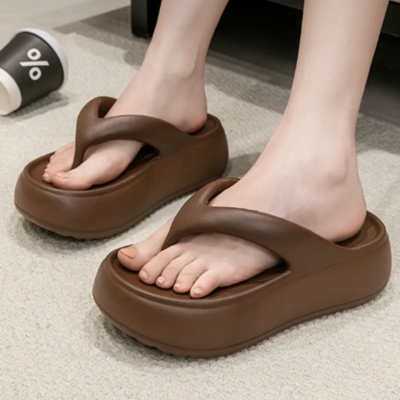 Popular Chunky Platform Clip Toe Sandals 2025 Women New Thick Bottom Slip On Silppers EVA Anti-odorant Sandalias De Mujer 5cm