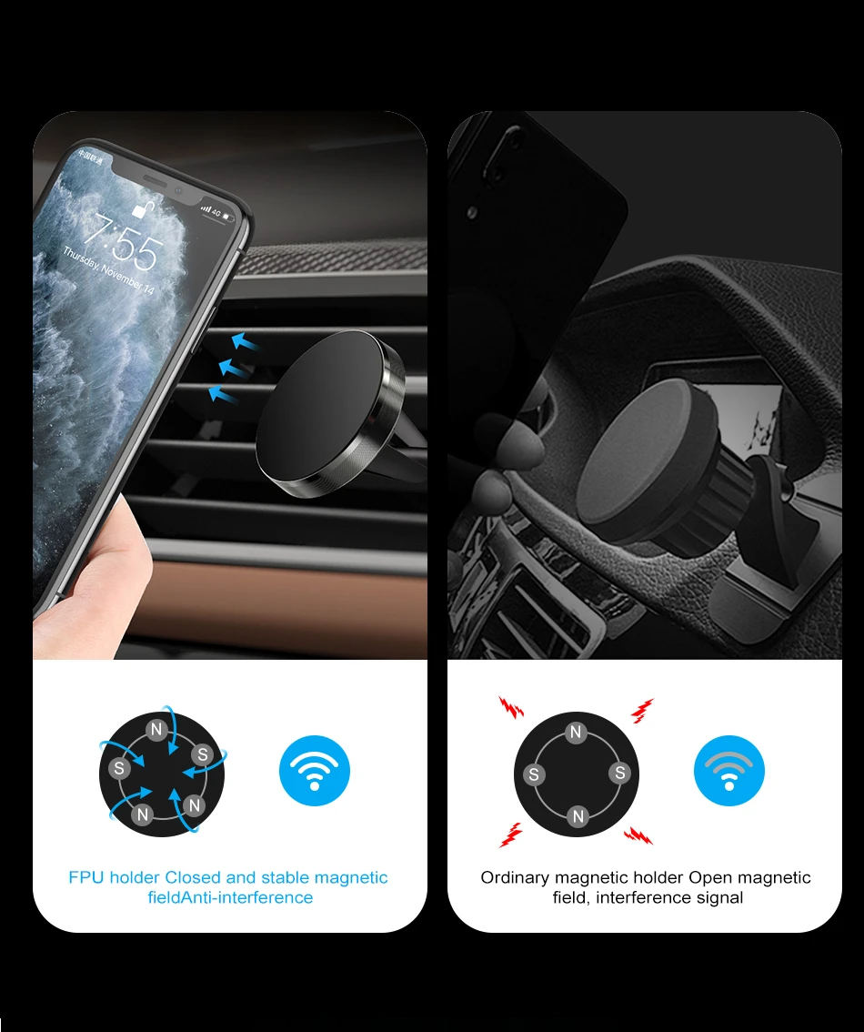 Auto Magnetische Halter Universal Air Vent Halterung Ständer Zubehör Für iPhone Samsung Xiaomi Magnet Halter Stehen im Auto Handy – Detail 12