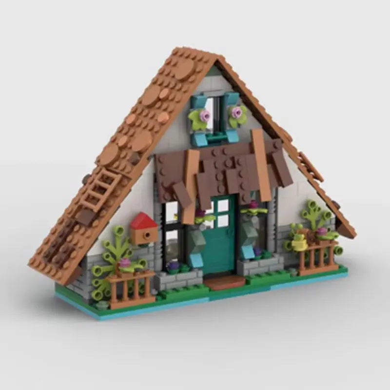 Spot MOC- 162154   Bloques de construcción ensamblados de partículas pequeñas, casa de madera cómoda, rompecabezas creativo, modelo de juguete, adorno