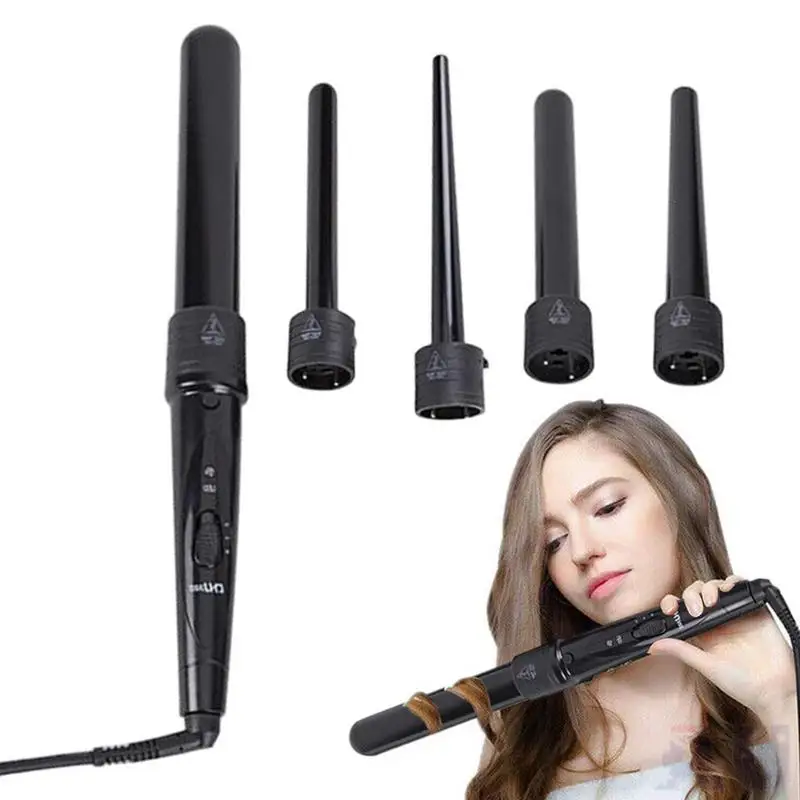 Hair Curling Wand Set 5 In 1 Hair Curling Kit Rapid Heating Hair Styling Tool For Business Trip Home Hotel Dormitory