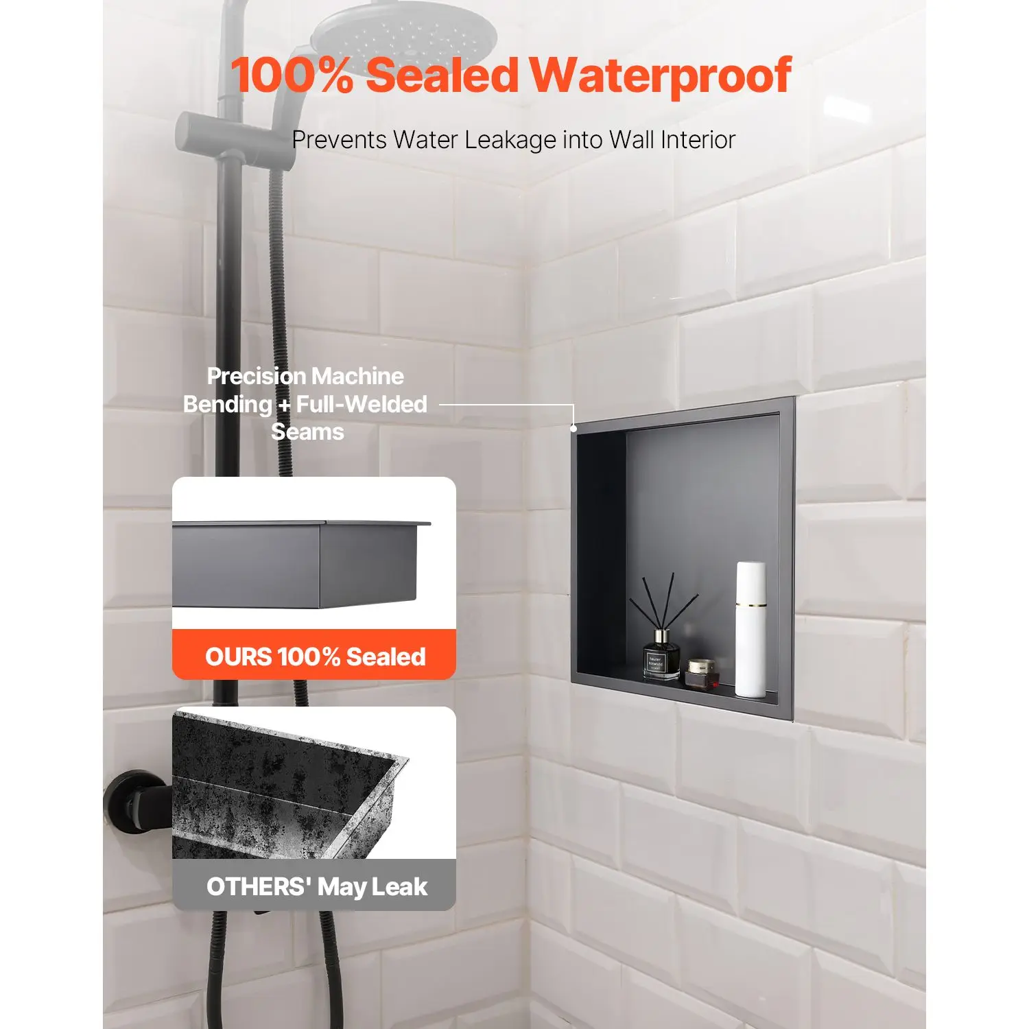 13 X 13 X 4 Heavy Duty Stainless Steel Shower Niche Modern Wall Mounted Niche Storage Rack