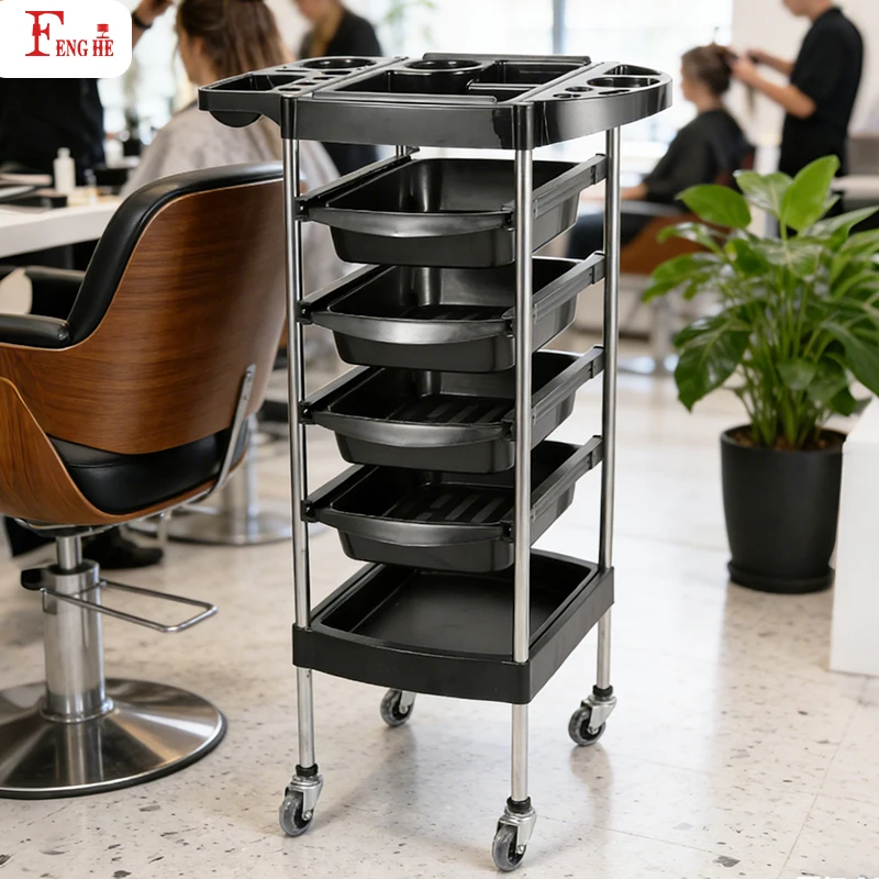 Custom X7 Professional Stainless Steel Salon Trolley Multi-Drawer Rolling Salon Equipment for Hairdresser Studio