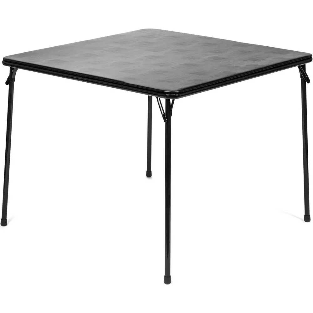 

Portable 38 Square Vinyl Card Table with Sturdy Steel Frame, Wheelchair Accessible, Easy Storage - Black