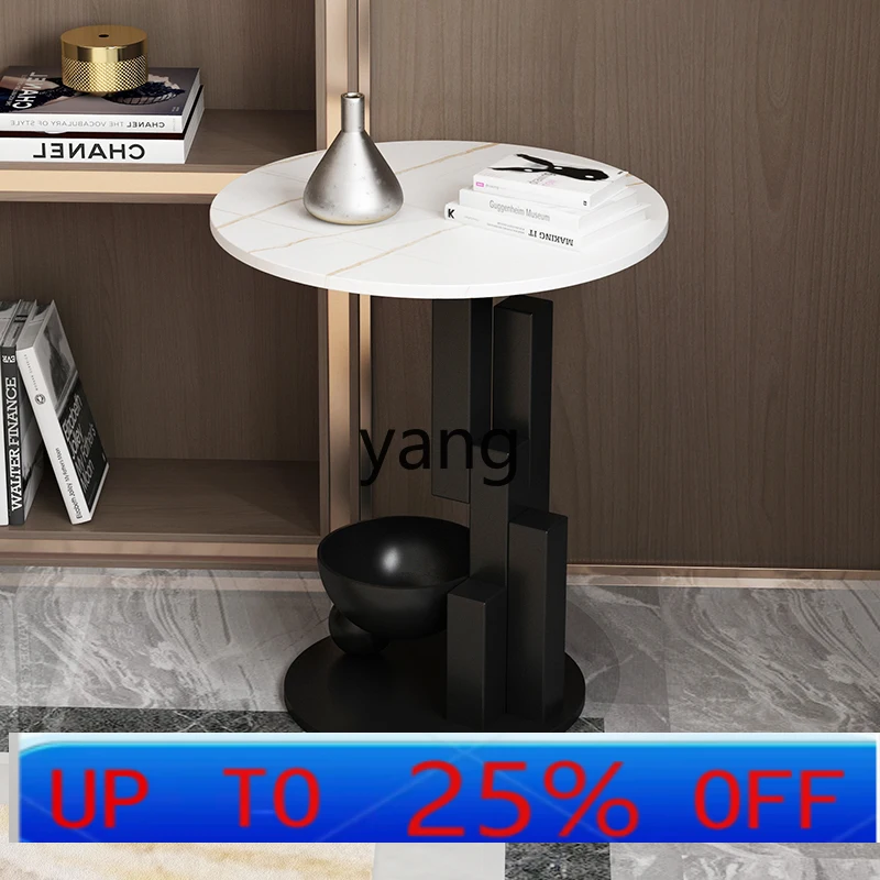 Lh simple living room stainless steel rock slab sofa side table bedside cabinet corner table mini coffee table