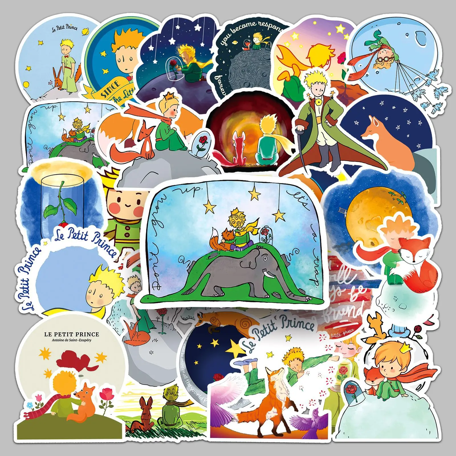 50pcs Little Prince Cartoon Children\'s DIY Phone Case Notebook Milk Tea Cup Decoration Waterproof Sticker