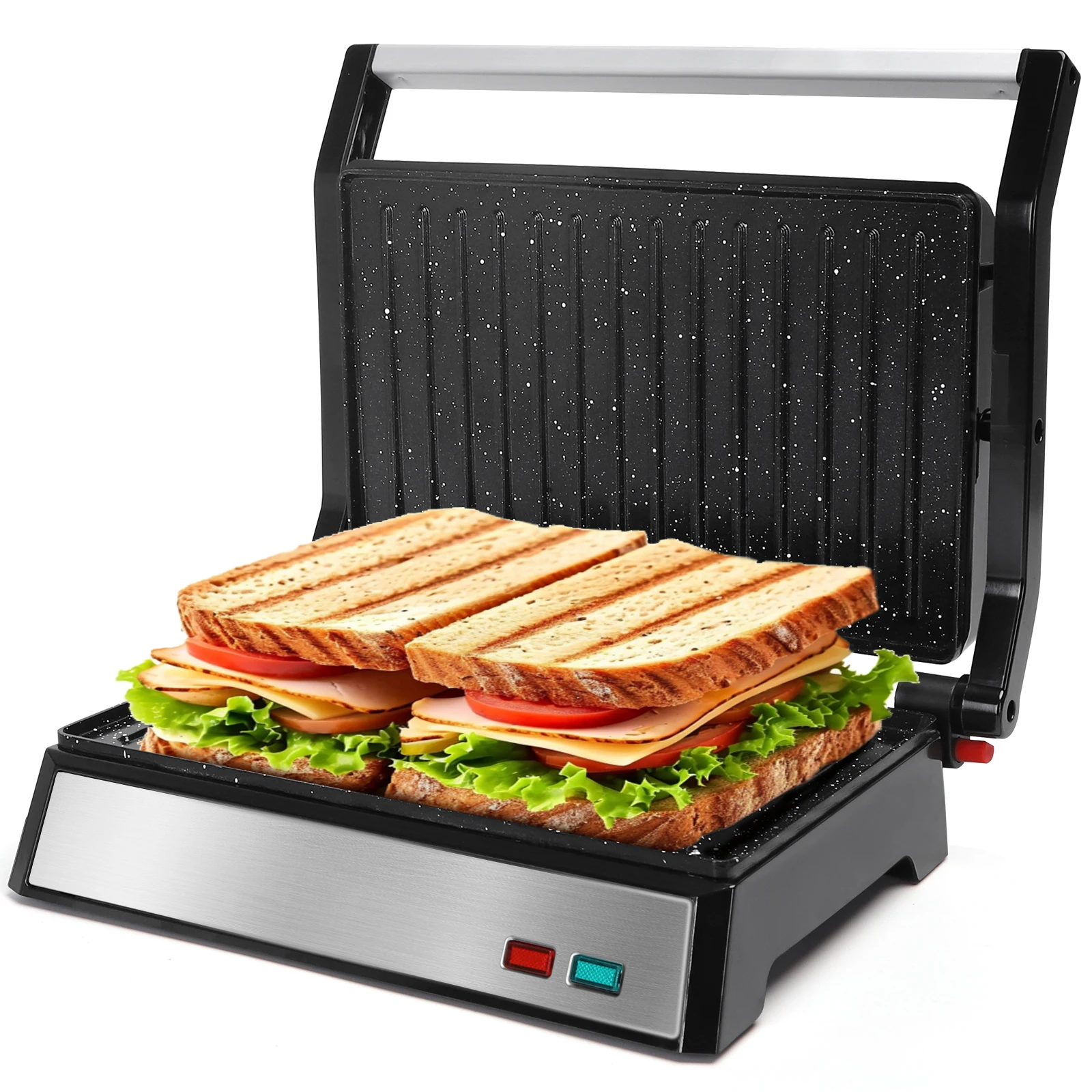 Aigostar Hett Pro Panini Maker/Toaster platte, Antihaft-Öko-Stein beschichtung, Fetts chale, Sandwich presse, elektrische Grill pfanne, 1500