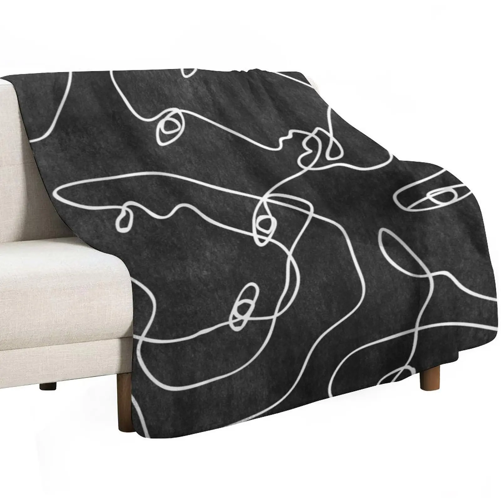 Faces All Over Black And White Throw Blanket Decorative Beds Loose anime Large heavy to sleep Sleeping Bag Blankets