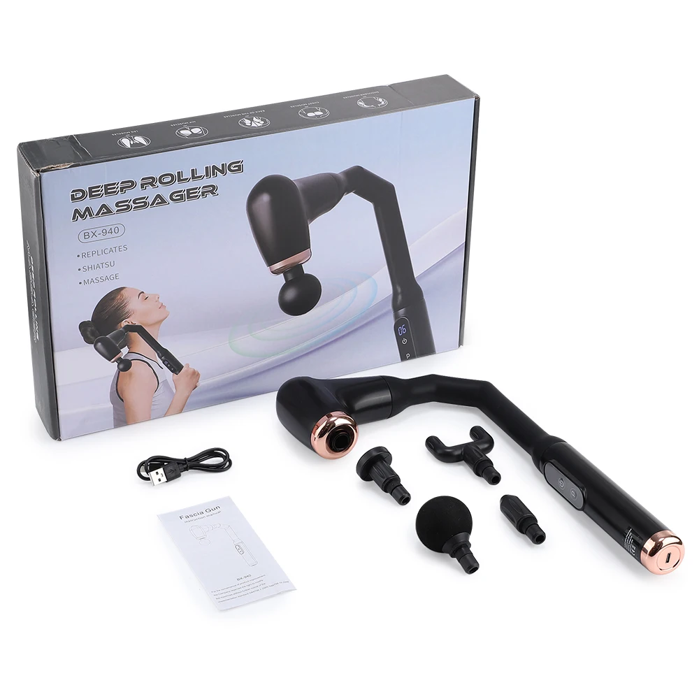 

Fascia Gun Massager Handle Elbow 3 Modes 6 Gears Adjust Muscle Relaxation Back Massage Percussion Hammer for Athletes