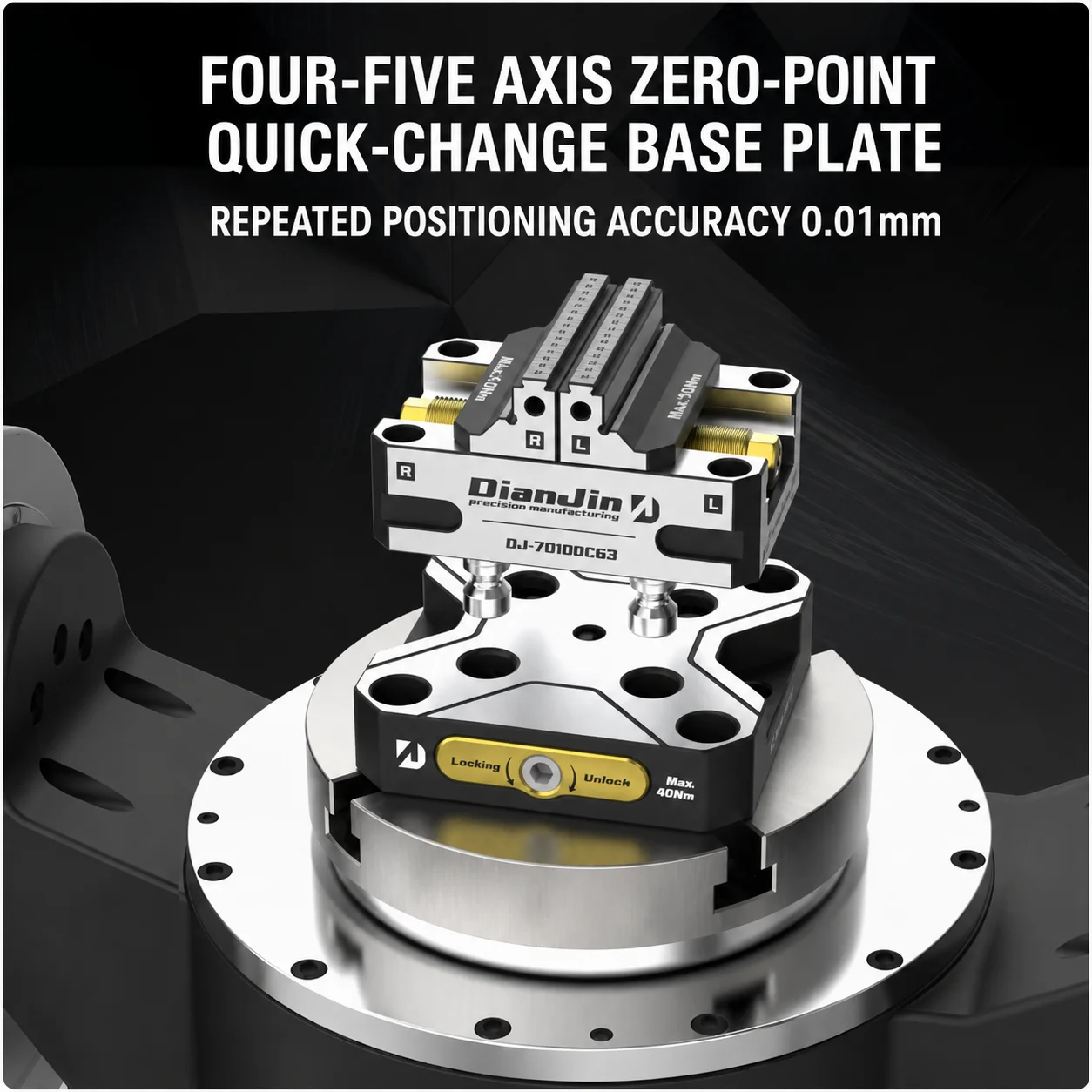 YS Four or Five Axis Zero Point Quick Change Plate Fixture Can Be Paired with A Self Centering Vise Three Jaw Chuck Holder