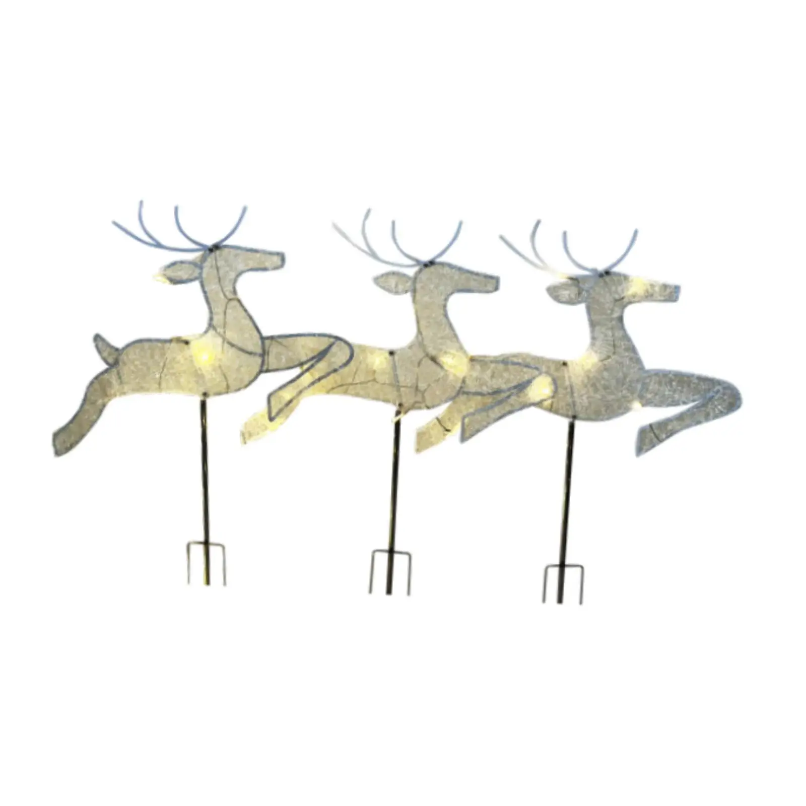 3 Pieces Christmas Reindeer Figurines Cute Light up Figures Props Lighted Deer Set for Home Party Supplies Patio Display Lawn