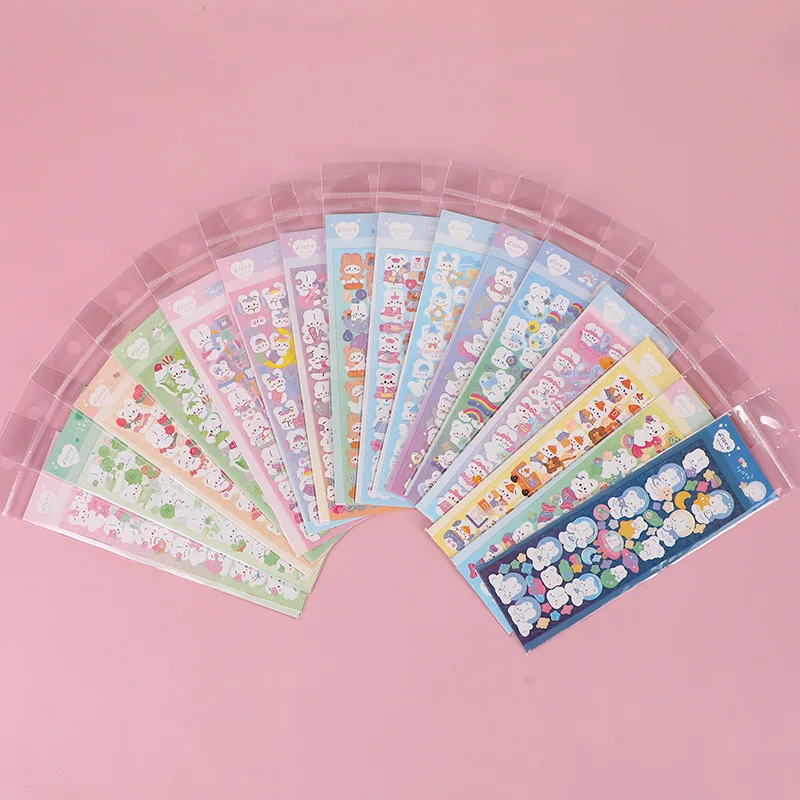 5/12pcs/set,DIY Google Card Sticker Rabbit Series Sticker Hot Silver Laser Flash Hand Account Sticker