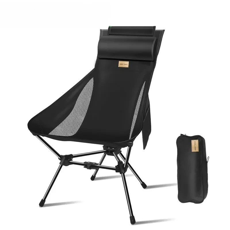 Lightweight Folding High Back Camping Chair with Head Support Portable Compact Outdoor Travel Picnic Beach Longue