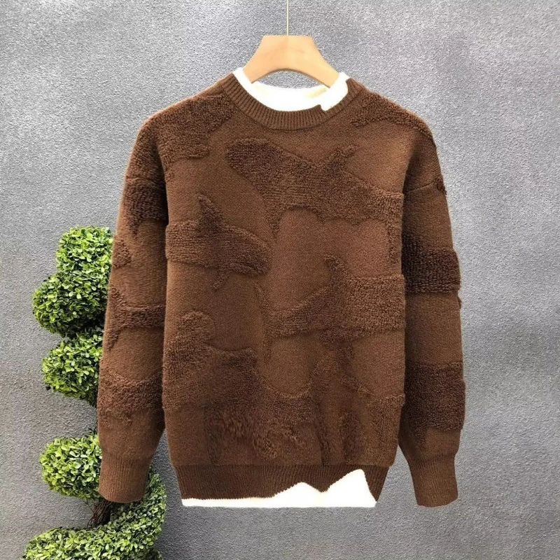 Autumn Winter New Fashion Round Neck Long Sleeve Solid Sweaters Men's Clothing Casual All-match Warm Simplicity Knitting Tops