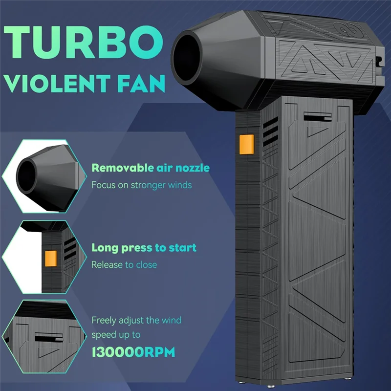 Suku Cadang Rumah Tangga Kemoceng Udara Terkompresi 130,000 RPM Kipas Jet Turbo Kekuatan Super Blower Mini, Kemoceng Udara Listrik untuk Membersihkan Keyboar