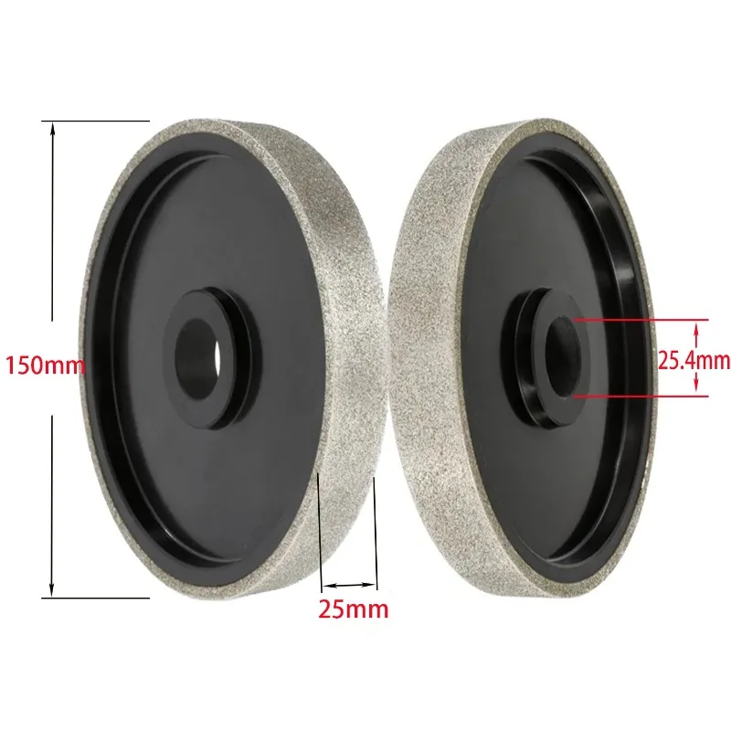 6 Inch Diamond Grinding Wheel 150x25x25.4mm Electroplated Parallel Jade Carbide Alloy Steel Grinding Tool With Reducing Sleeve