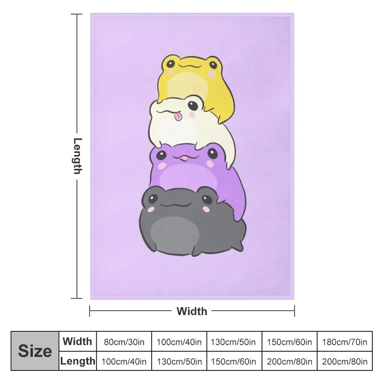 New Nonbinary Pride Frog - Cute Kawaii Aesthetic Frog - Subtle Non-Binary Enby NB Pride Flag Colors Frog Pile Throw Blanket