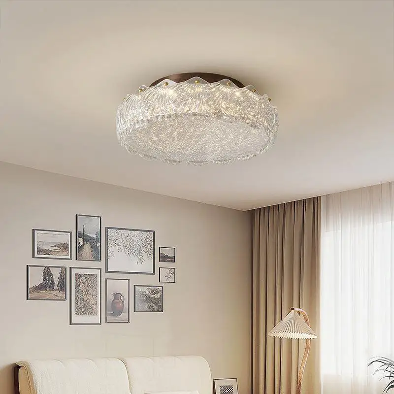 Italian gold foil high-end shell bedroom ceiling lamp French light luxury design atmosphere eye protection room study lamp