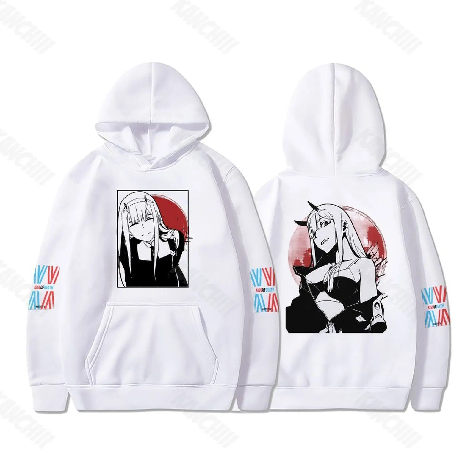 Hot Anime DARLING in the FRANXX Men Women Hoodies Zero Two Graphic Print Hooded Plus Size Sweatshirt Harajuku Unisex Pullover