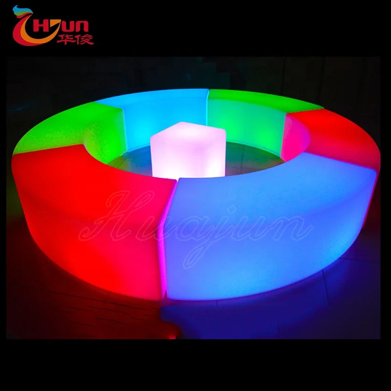 Popular Stool LED Glowing Chair Bar Curved Sofa Suit Waterproof PE Plastic Furniture(one set need order 6 Sectional Parts)