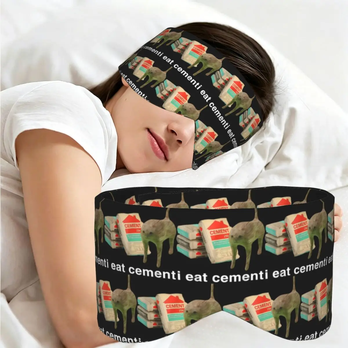 I Eat Cement Funny Cat Meme sleep eye mask Light Blocking Portable Eye Cover for Girls Boys Travel Party Gift Eyeshade eyepatch - view 2