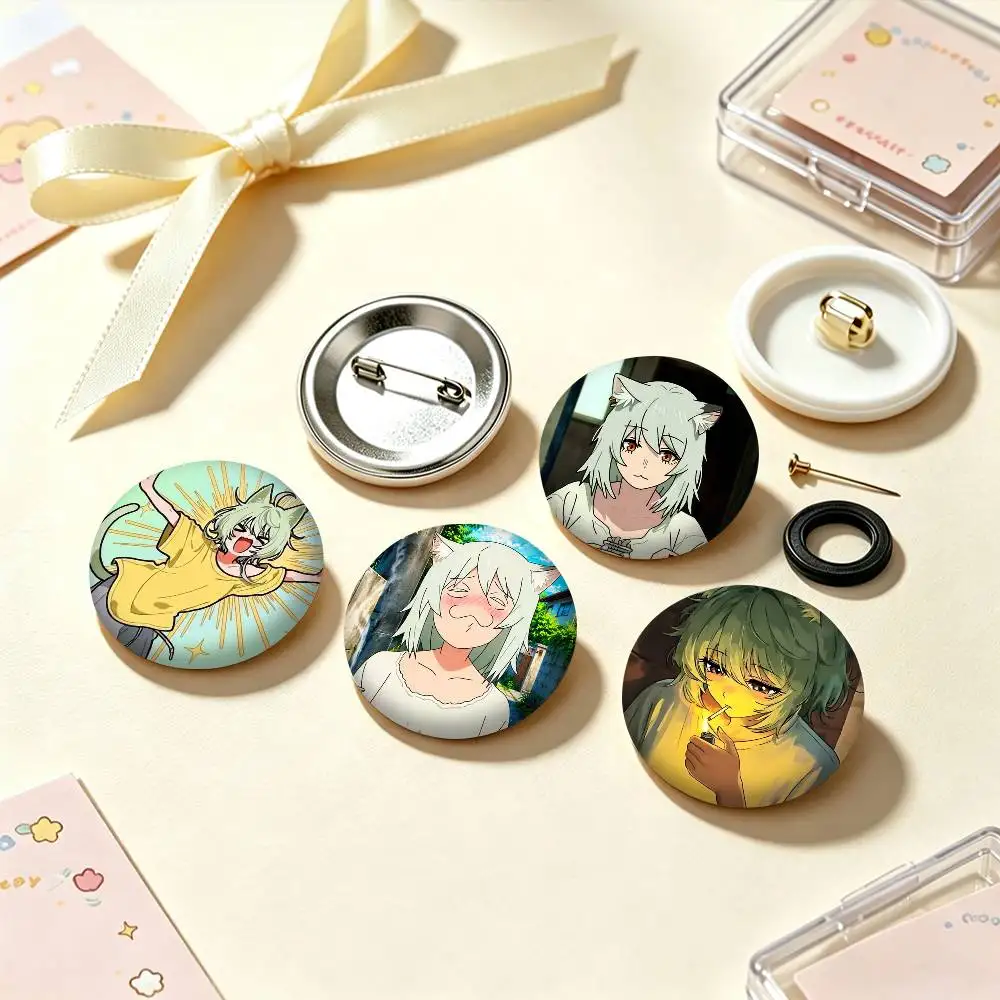 Cute Anime C-Chainsmoker Cat 25mm 32mm 44mm 58mm 75mm Brooches Badges Pins for Accessories Gift