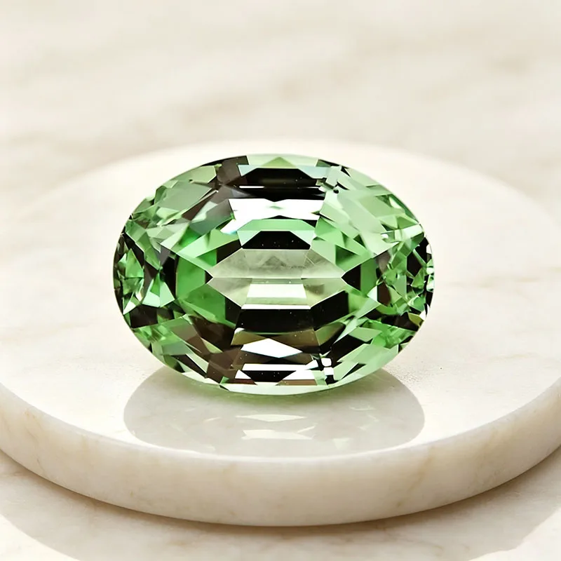 9x12mm Light Green Yttrium Aluminium Garnet YAG Pagoda Oval Cut With AGL Certificate for Jewelry Making