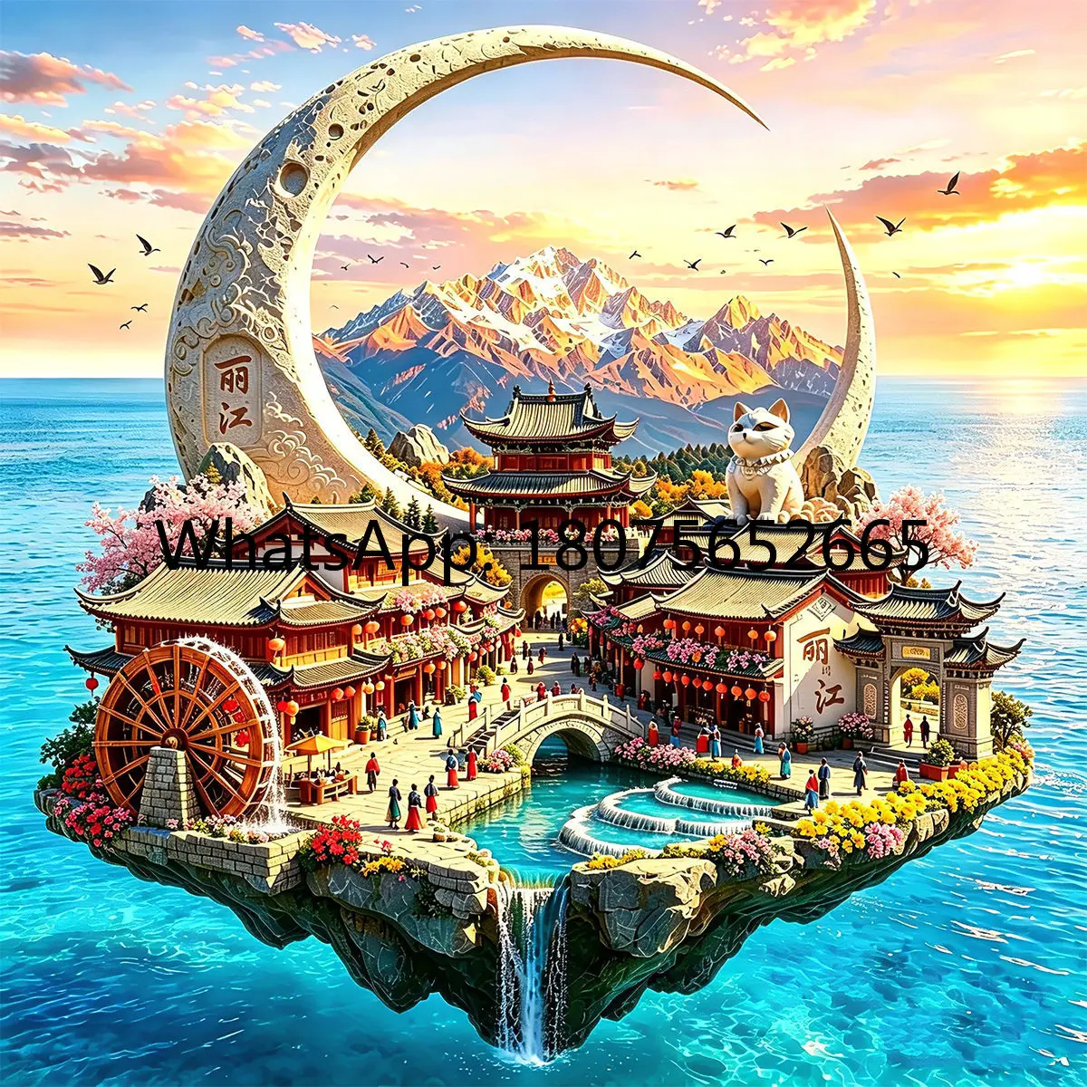 Lijiang blue moon valley metal refrigerator-3d tile-yunnan tourist souvenir