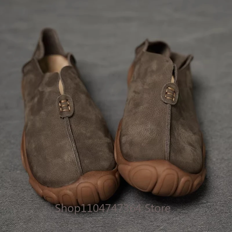 

Retro Men's Shoes Casual Loafers Breathable Soft Leather Soft Soled Office Cowhide Business Leather Shoes Male Flats Oxfords