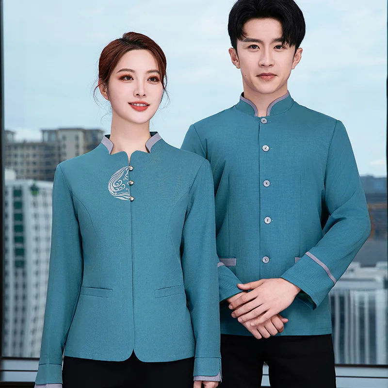 

High-End Cleaning Uniform Long Sleeve Autumn Winter Hotel Guest Room Cleaning Aunt Property Cleaning Worker Jacket