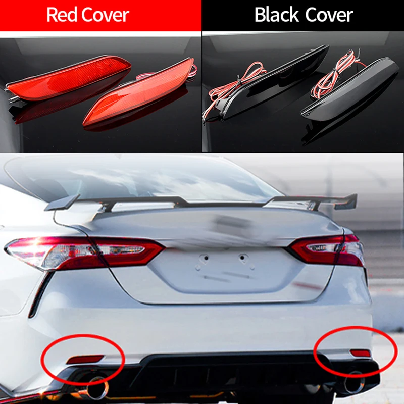 

2Pcs LED Rear Bumper Reflector Brake Lights RED/Smoke Lens 12V For 2018-up Toyota Camry Tail, Fog Lamps OEM#:TO1185110 TO1185110