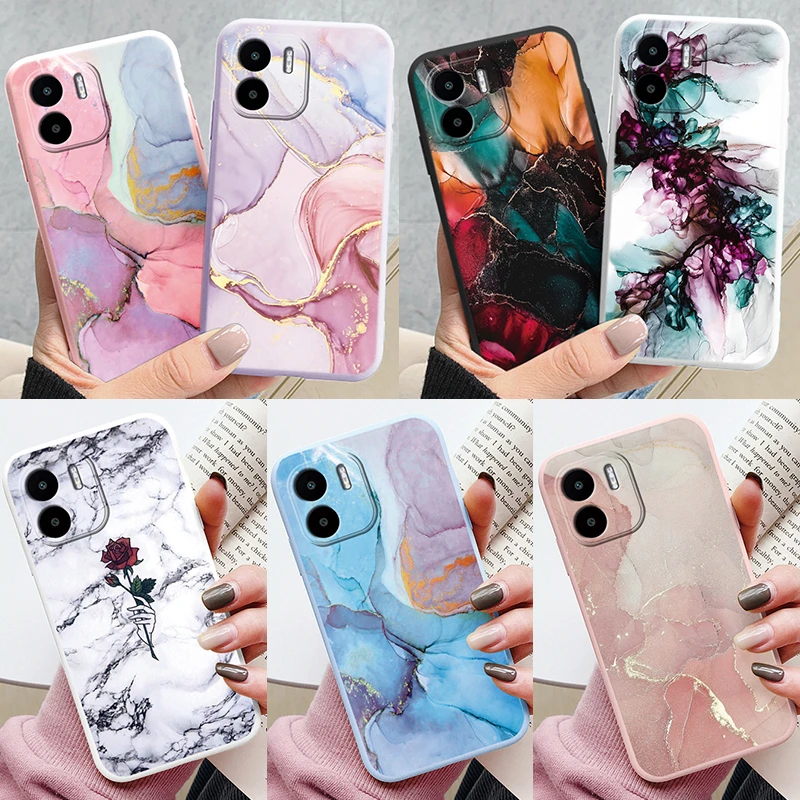 Case For Redmi A1 A2 Phone Cover Watercolor Painting Marble Pattern Shell Soft TPU Ink Painted Coque For Xiaomi RedmiA1 A 2 Capa