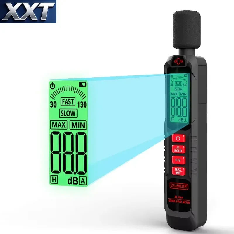 XXT ZLLJMETER ZL81A Small Handheld Digital Decibel Meter 0.1dB Resolution 125Hz-8KHz Frequency Range A-Weighting MAX/MIN