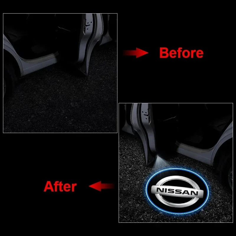 Car Door Welcome Light Car Logo Projector LED Badge For Nissan X-Trail Qashqai Tiida Teana Livina Roox Sentra Altima Cube Micra
