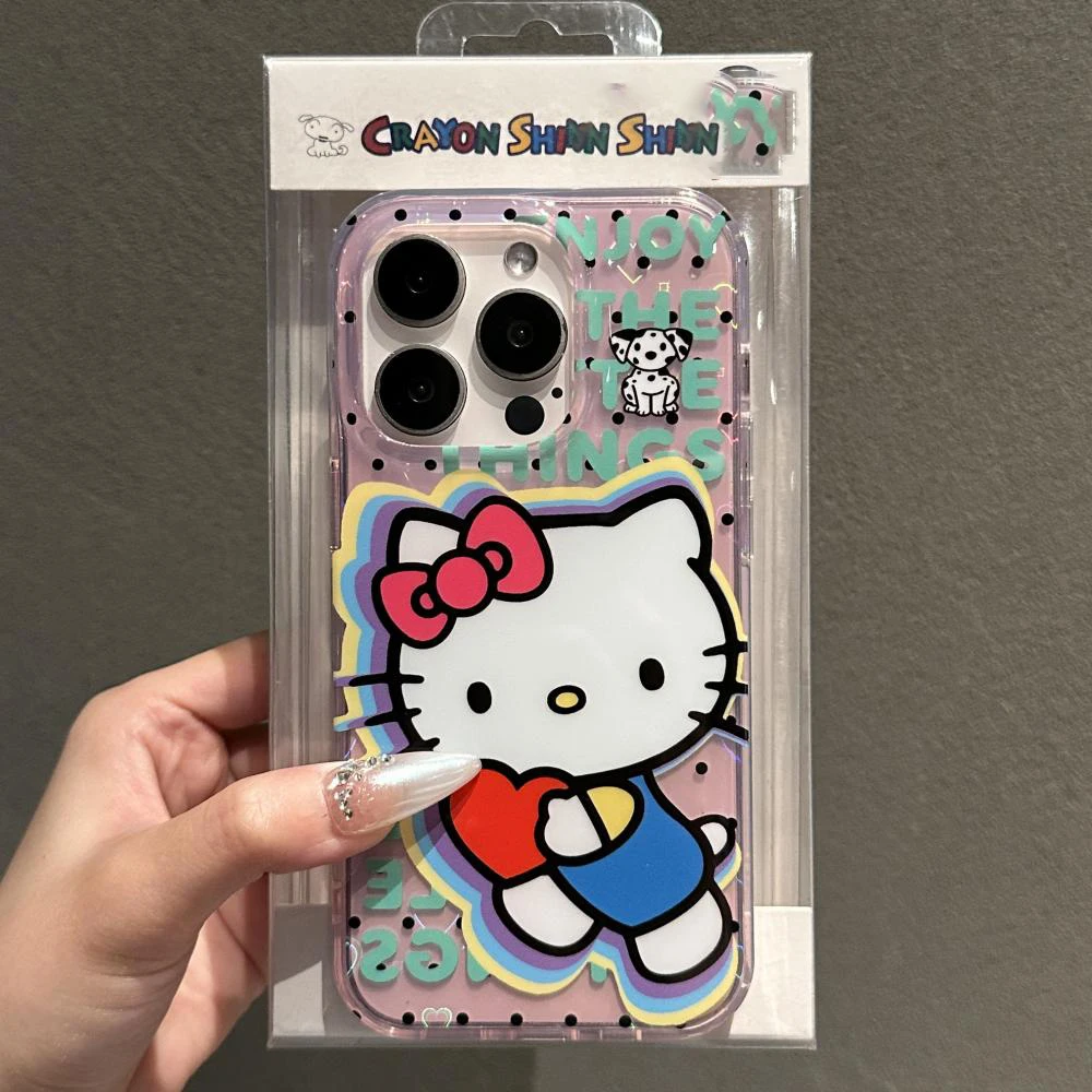 Kawaii Sanrio Hello Kitty Cartoon Phone Case for Iphone 15 11 12 13 14 Pro Max Xs Max Candy Bumper Anime Transparent Cases Cover