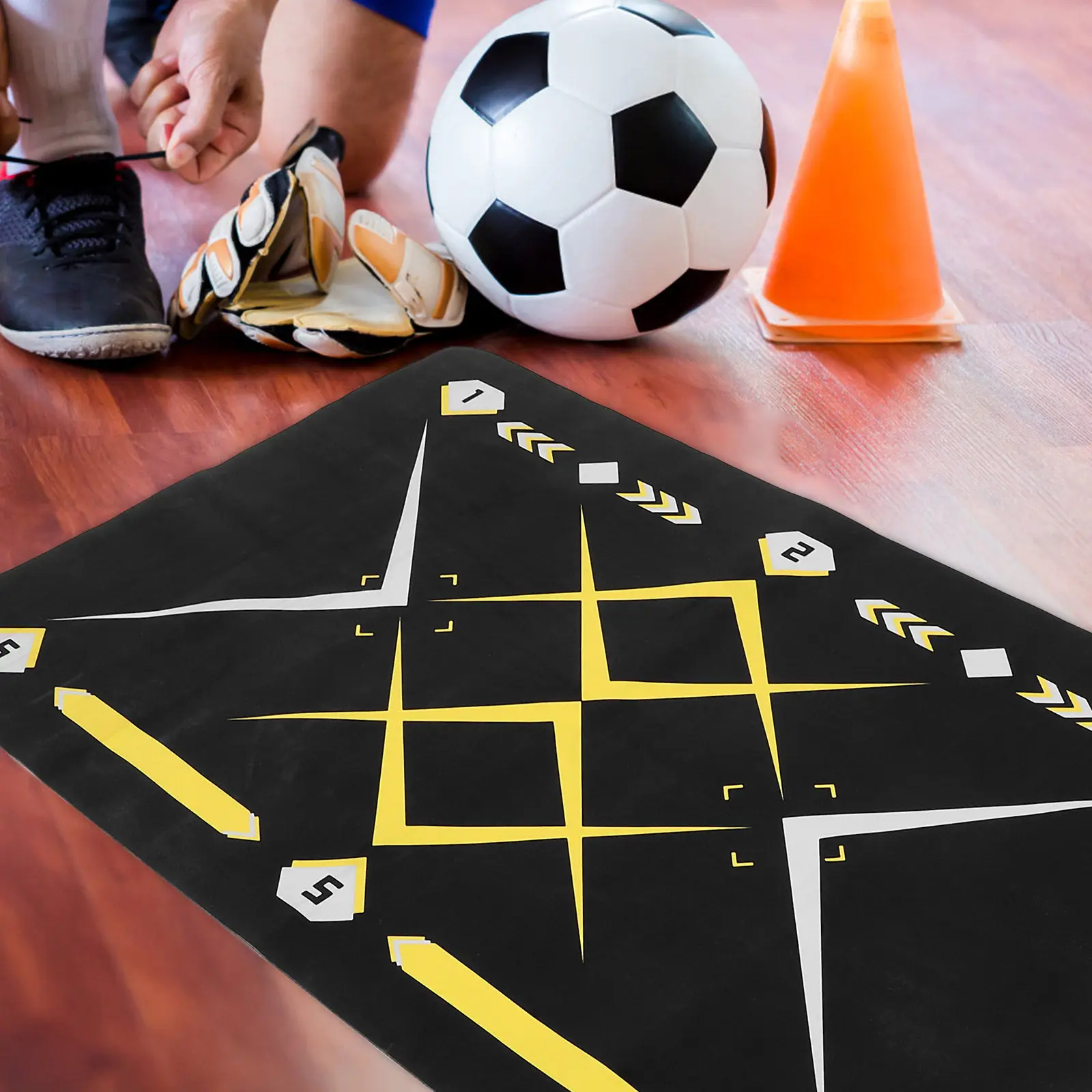 Football Training Mat for Indoor Soccer Footstep Drills Nonskid Silent Shock Absorption Rectangular Training Pad Portable