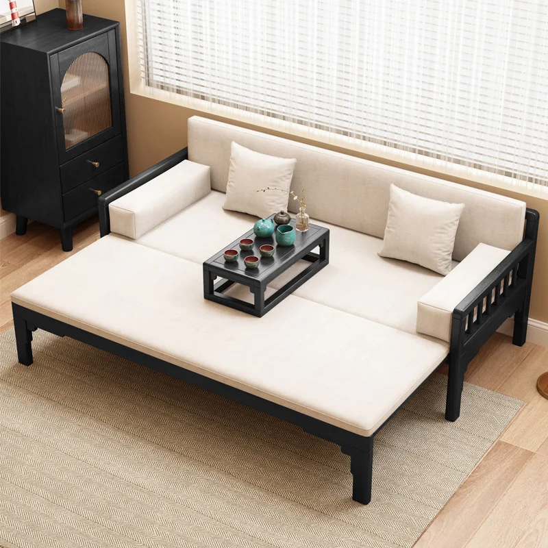 style small apartment modern simple household push-pull solid wood sofa furniture living room flat