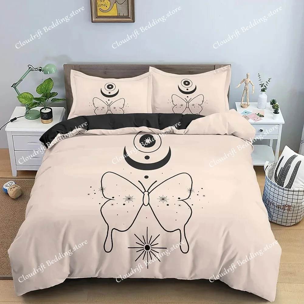 

Psychedelic Duvet Cover Set Moon Sun Hand Bedding Set Personalized Polyester Comforter Cover Queen King Full Size for Boys Teens