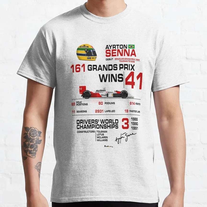 MP4/4 Stats Ayrton Senna Helmet The Legend Formula 1 F1 Legend drive to survive senna helmet graphic t shirts plus size clothing