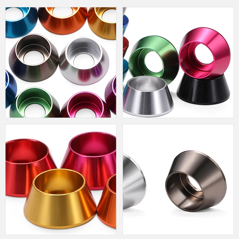 5-10 قطعة غطاء ألومنيوم رئيس مخروط غسالة M2 M2.5 M3 M4 M5 M6 M8 Corlorful سبائك الألومنيوم HexCap رئيس طوقا لقطع RC #4