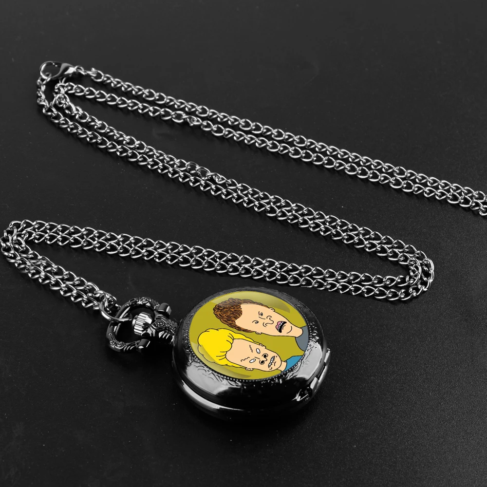 Beavis testa di burro cupola di vetro numeri arabi Vintage orologio da tasca al quarzo collana ciondolo orologio catena uomo donna per Anime Lover