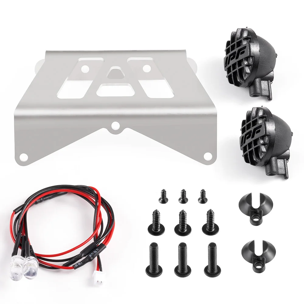 AXSPEED Stainless Steel Front Bumper w/ Light for Tamiya Lunch Box / Midnight 1/12 RC Monster Truck CW01 Chassis Upgrade Parts