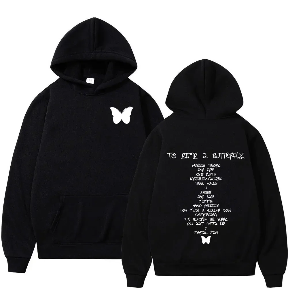 

Rapper Kendrick Lamar Hoodies To Pimp A Butterfly Album Double Sided Print Sweatshirt Hoody Men Women Hip Hop Hoodies Streetwear