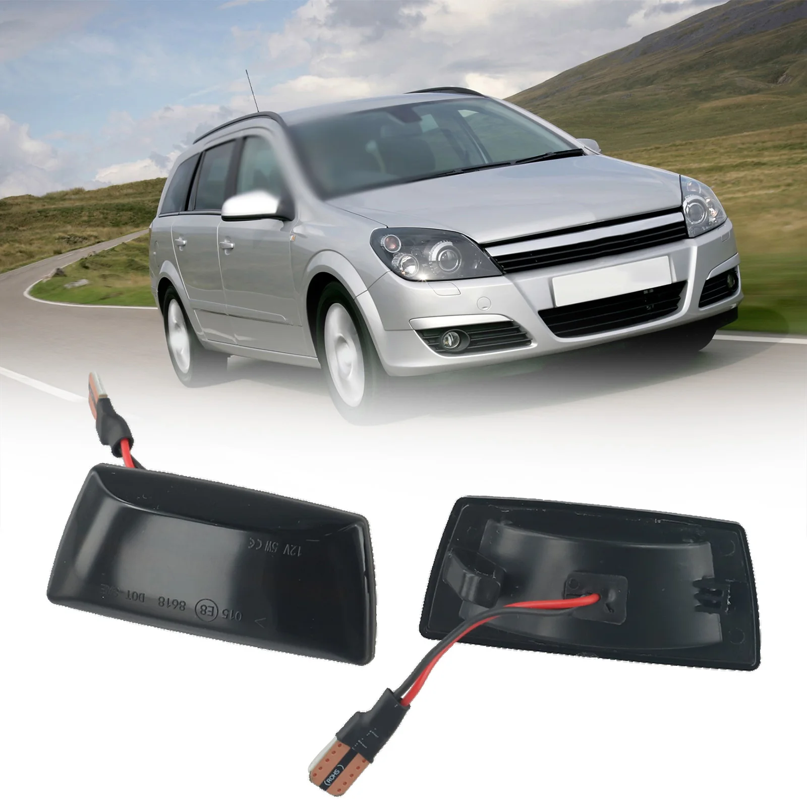 

ABS LED Dynamic Side Marker Turn Signal Light Fender Light Side Marker For Opel Astra Black Lens 2PCS Accessories For The Car