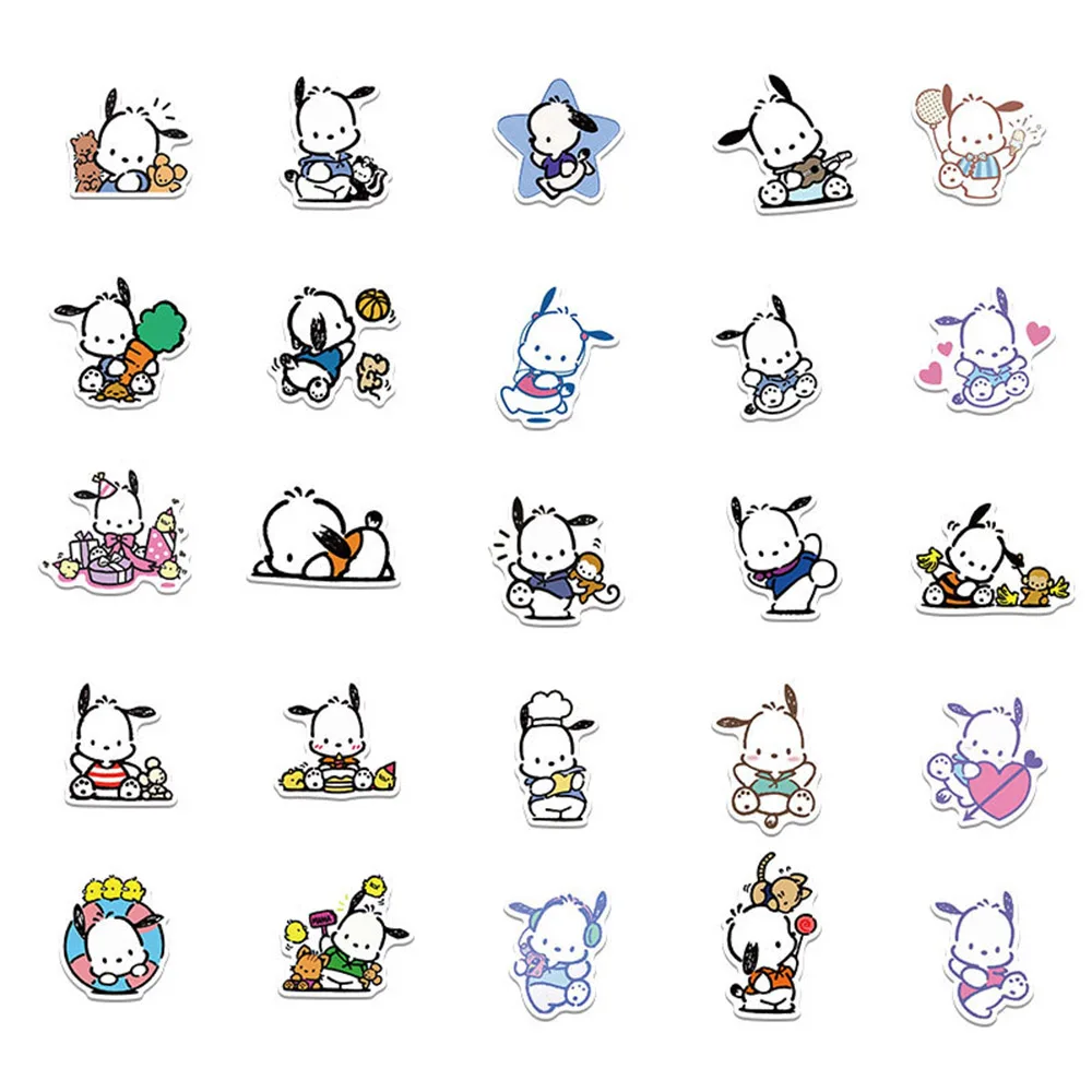 10/30/50pcs Sanrio Pochacco Cartoon Stickers Aesthetic DIY Scrapbooking Laptop Luggage Waterproof Cute Stickers for Kids Girls