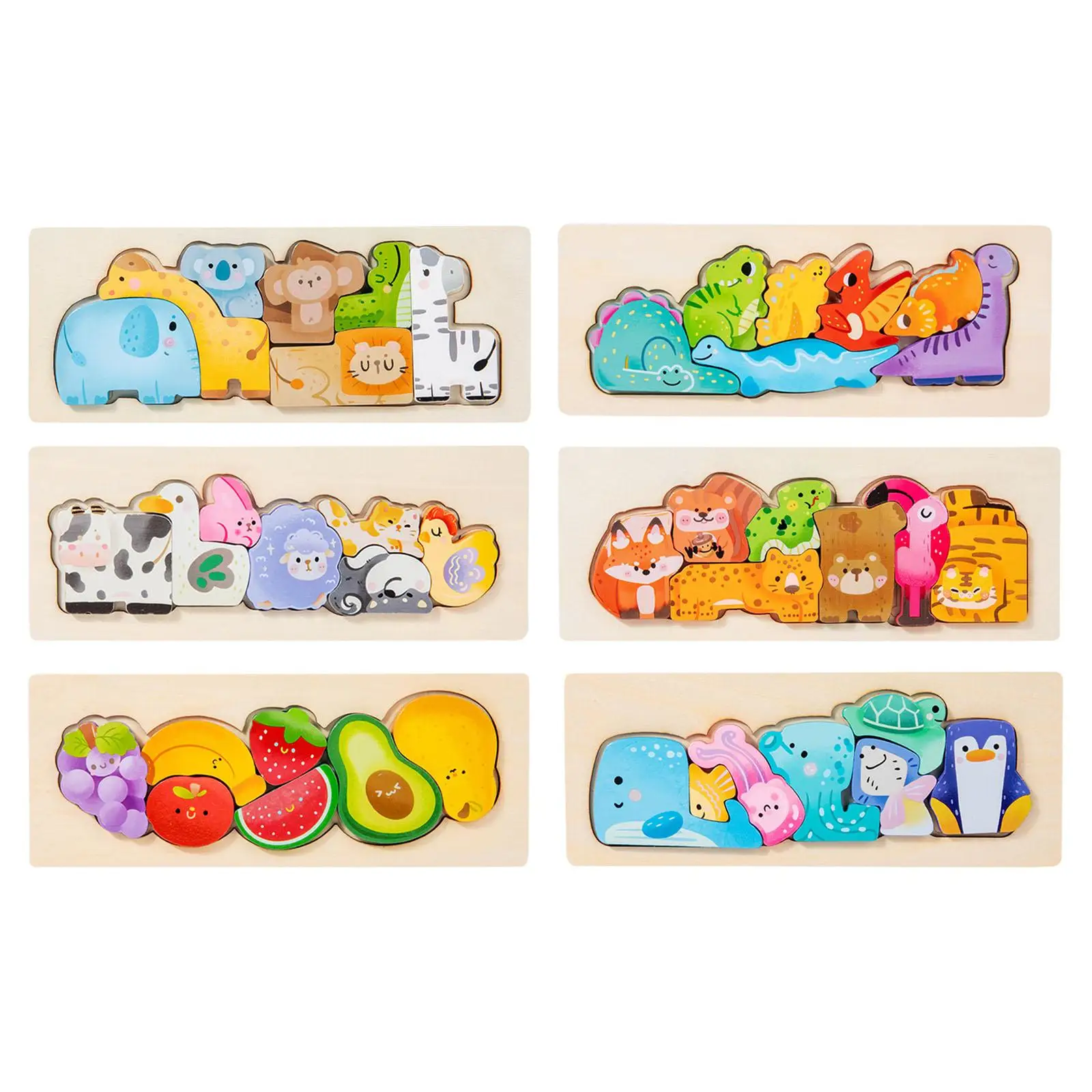 Kids Jigsaw Puzzles Wooden Cognitive Toys Educational Games Early Learning Puzzle Boards for Preschool Children