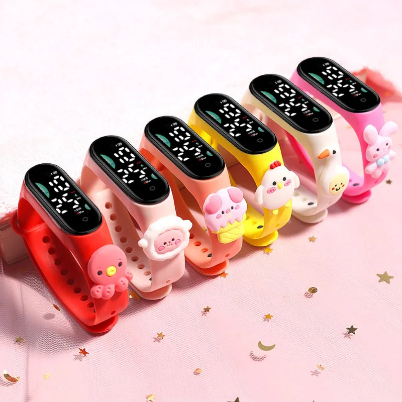 50Pcs/Lot New Cartoon LED Meter Watch Electronic Watch Creative Student Plastic Bracelet Children's Touch Watch Brithday Gift