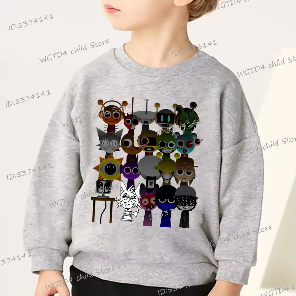 Incredibox Sprunki Sweatshirts for Kids Horror Games Figure Boys Girls Fashion Streetwear Casual Cartoon Sprunki Y2K Sudadera